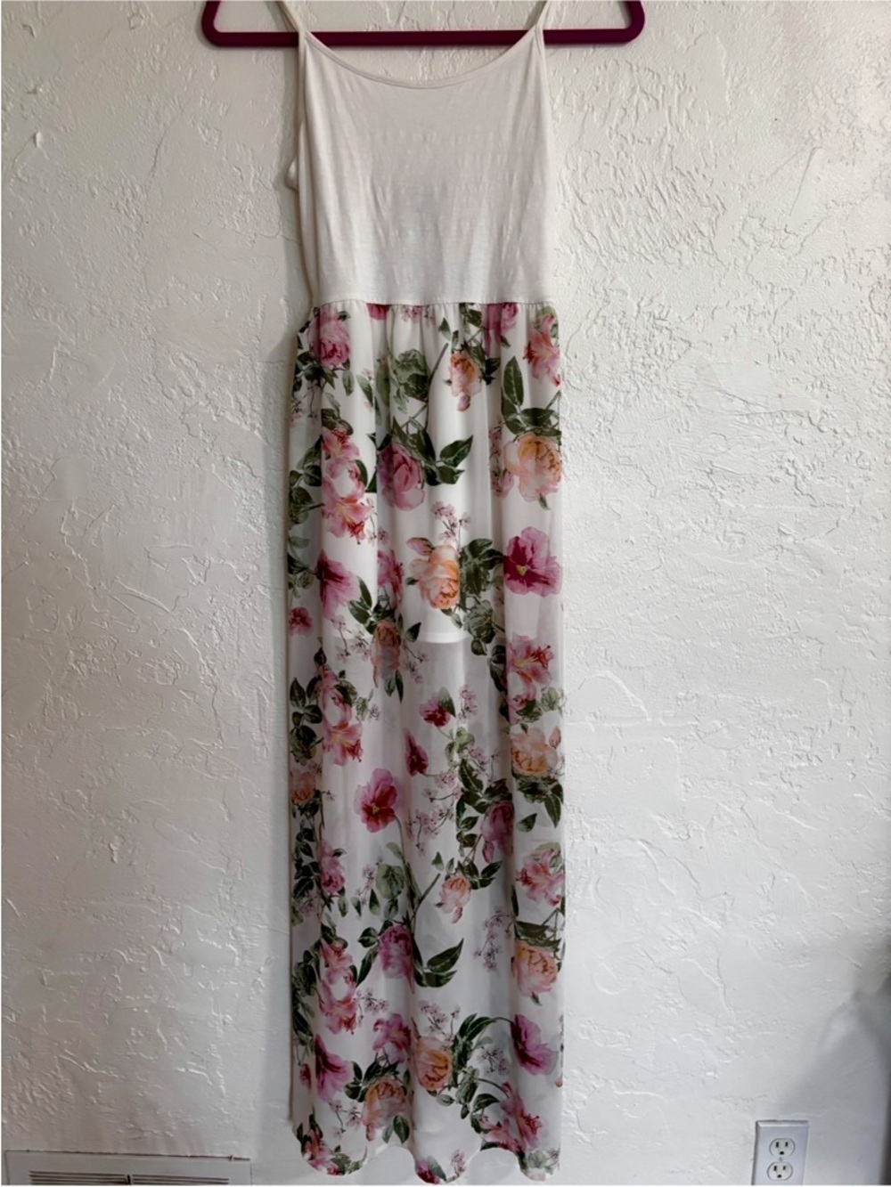 Forever 21 Floral Maxi Dress White Pink Boho Flowy Sleeveless Medium - Picture 4 of 9